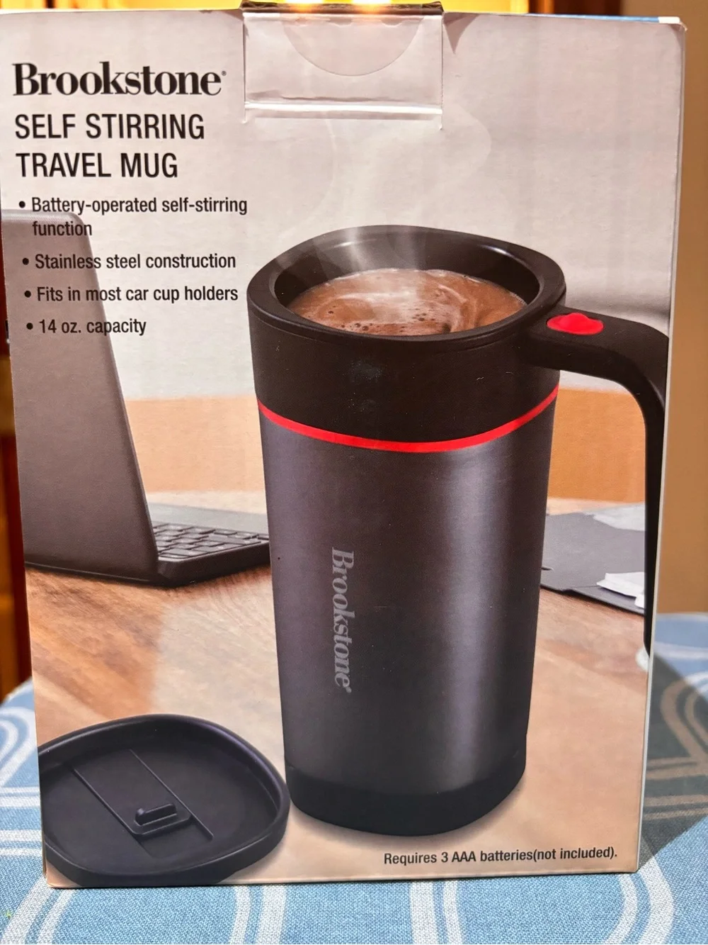 Brookstone Black Travel Mug with Red Accent